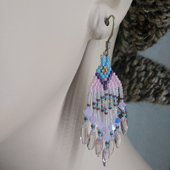 JRW Handmade Pink Swarovski Beaded Earrings - Picture 6 of 7